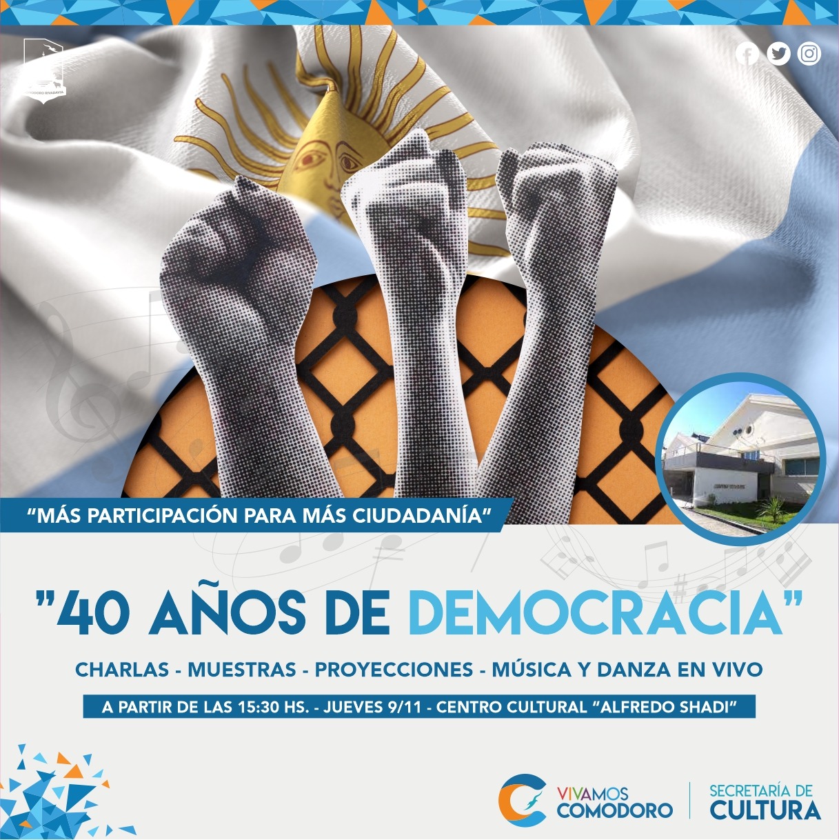 El Municipio invita a participar de la jornada «40 años por la Democracia»