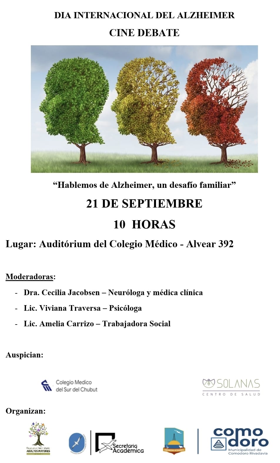 El Municipio realizará un cine debate para concientizar sobre el Alzheimer
